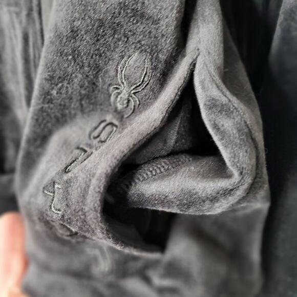 Spyder Zip Up Velour Fuzzy Jacket  Black Size Large L - Picture 5 of 12